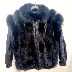 Vintage Made in USA real fox fur & leather jacket, 1990s